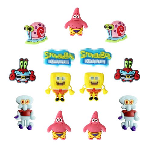 10Pcs Sponge Bob PVC Shoes Charms Decor For Croc And Jibbitz 6610