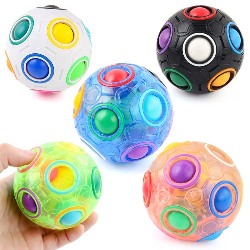 Rainbow Stress Relief Spinning Fidget Toy 12 Holes Puzzle Ball with Colorful Beads 6978