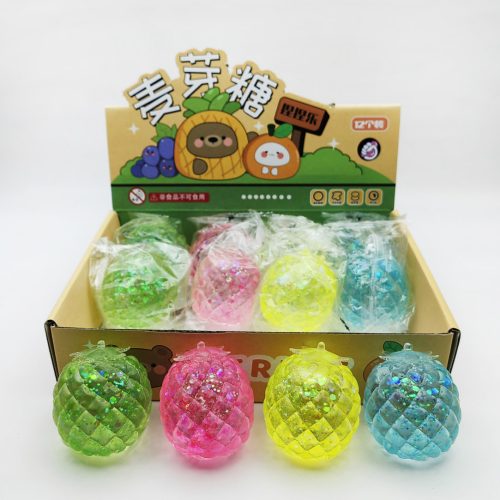 12Pcs Squeeze Toy Pineapple Glitter Stress Relief Fidget 7316