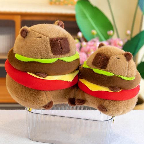 30cm Capybara With Hamburger Costume Plush Toy