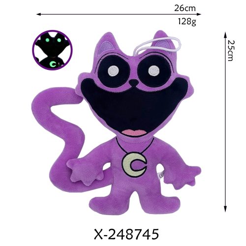 Smiling Critters Glow-in-the-Dark Big Mouth Purple Cat Plush Toy