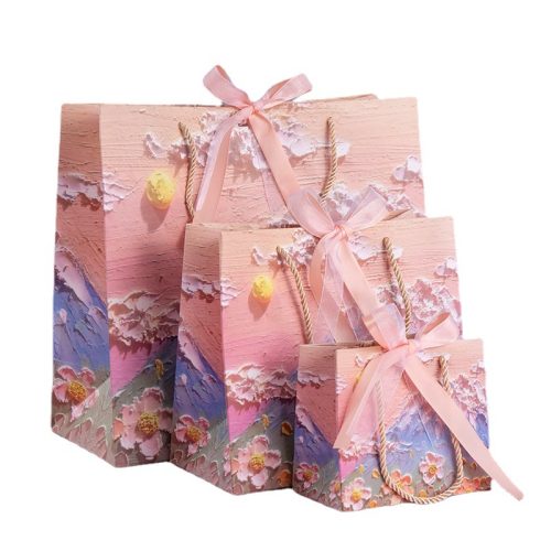 Oil Painting Style Cloud Mountain Petal Gift Bag