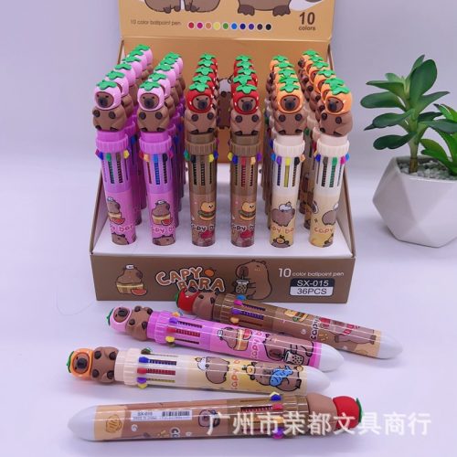 Capybara Silicone Head Ten Color Ballpoint Pen 36 Inner