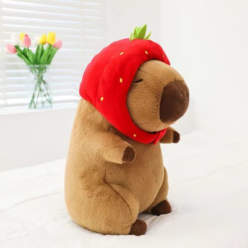 25cm Capybara Strawberry Hat Plush Toy