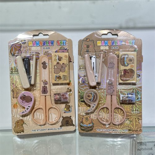 5 In 1 Capybara Mini Stapler Scissors Washi Tape Set 20 Inner