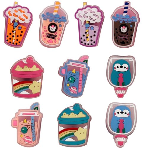 Jelly Milk Tea Cup PVC Shoes Charms Decor For Croc And Jibbitz 50 Inner