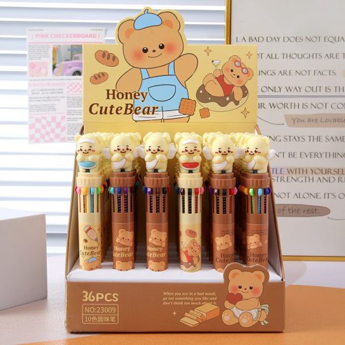 10 Colours Cute Bear Ballpoint Pen 36 Inner