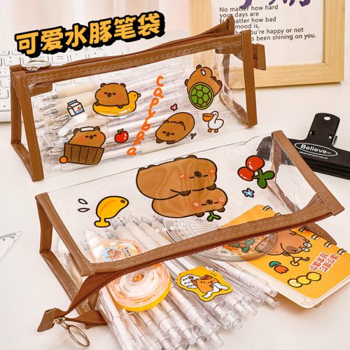 Capybara Pencil Case PVC Transparent Large Capacity Pencil Bag Mixed Design 12 Inner