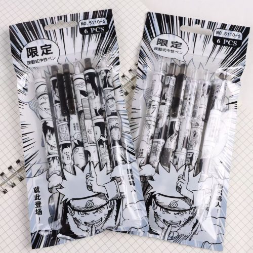 6pcs Naruto Anime 0.5mm Click Pen