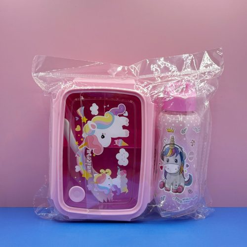 Unicorn Three-Compartment Lunch Box + Water Bottle