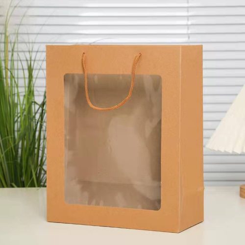 14x18x8cm Kraft Color Window Transparent Gift Bags 10 Inner